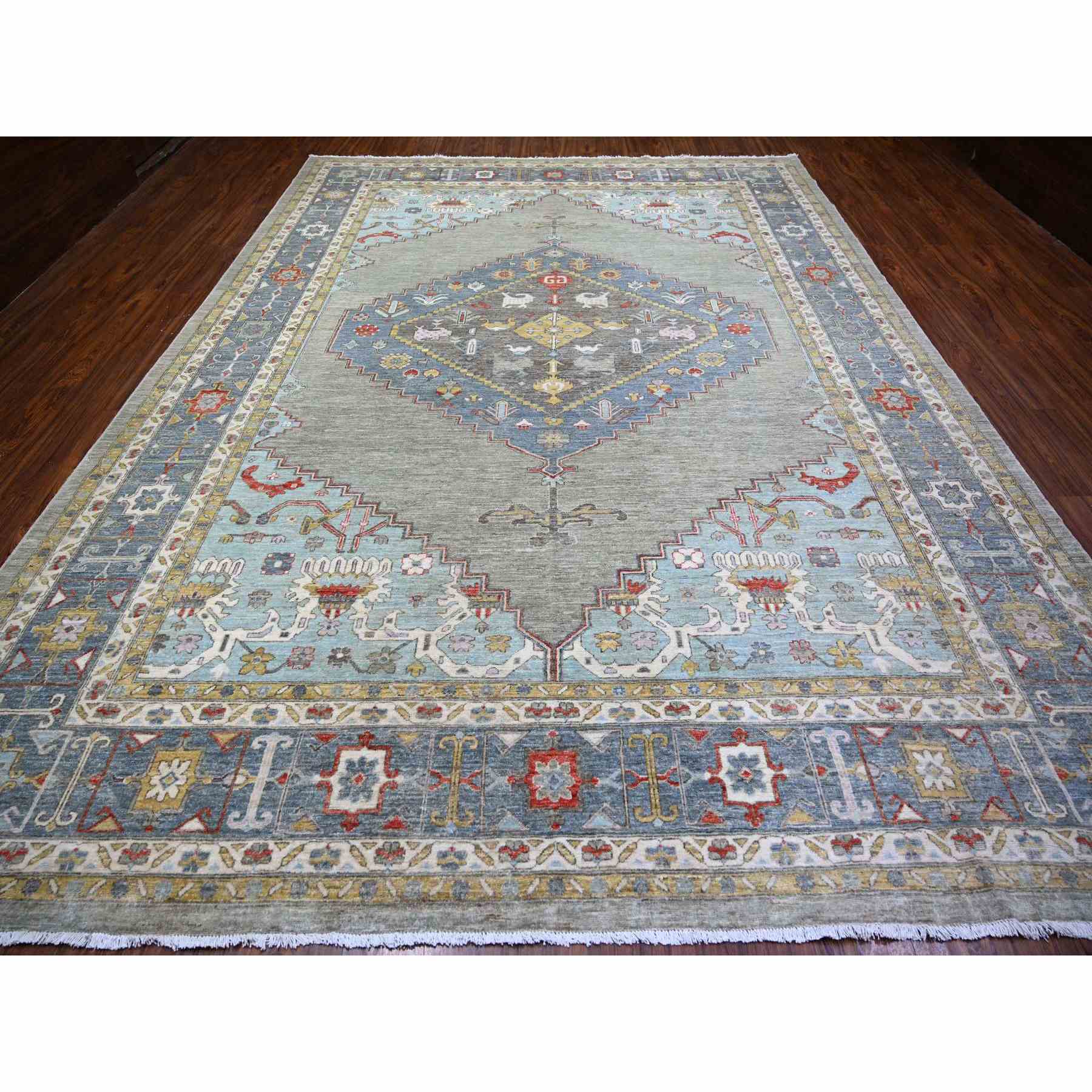 Oushak-And-Peshawar-Hand-Knotted-Rug-370985