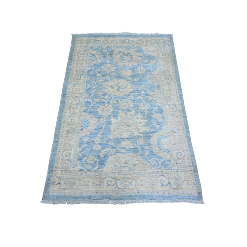 Carolina Blue, Natural Dyes Finer Peshawar with Soft Colors, Pure Wool Hand Knotted, Oriental 