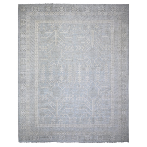 Beau Blue, Stone Wash Samarkand with Pomegranate Design Vegetable Dyes, Soft Wool Hand Knotted, Oversized Oriental Rug