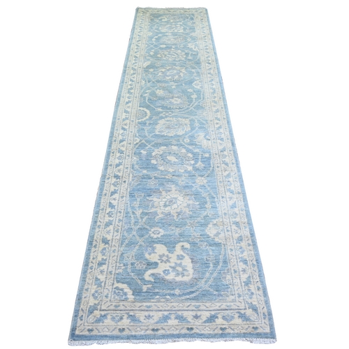 Ruddy blue, Finer Peshawar With Soft Colors, Natural Dyes, Extra Soft Wool, Hand Knotted, Runner Oriental 