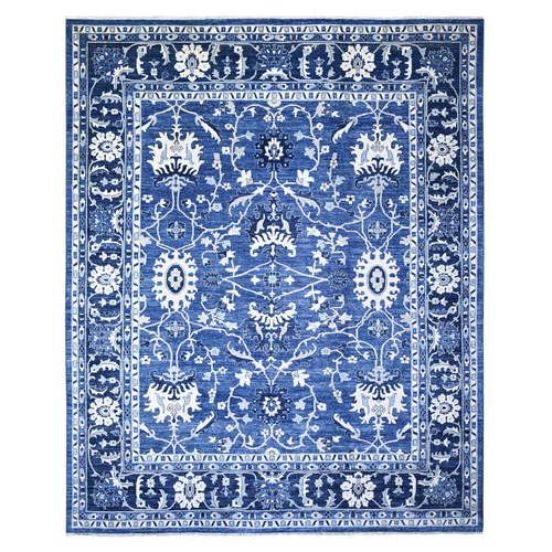 Chelsea Blue, All Over Mahal Design, 100% Wool Hand Knotted, Natural Dyes, Oversized Oriental Rug