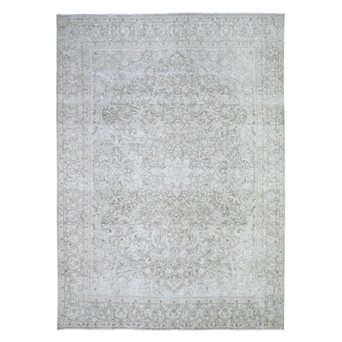 Monochromatic Colors, Pure Wool, Worn and Distressed, Overdyed, Vintage Kerman, Professional Cleaner, Tone on Tone, Hand Knotted, Oriental Rug