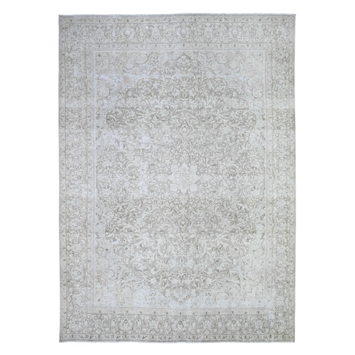 Monochromatic Colors, Pure Wool, Worn and Distressed, Overdyed, Vintage Kerman, Professional Cleaner, Tone on Tone, Hand Knotted, Oriental 