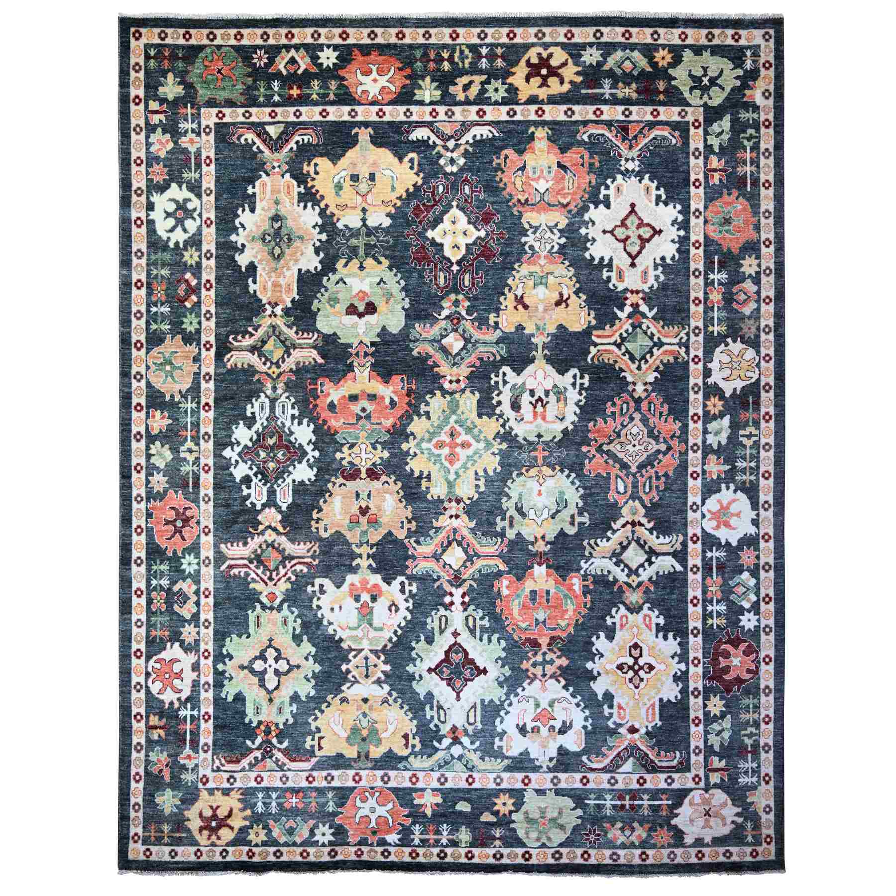 Oushak-And-Peshawar-Hand-Knotted-Rug-372520