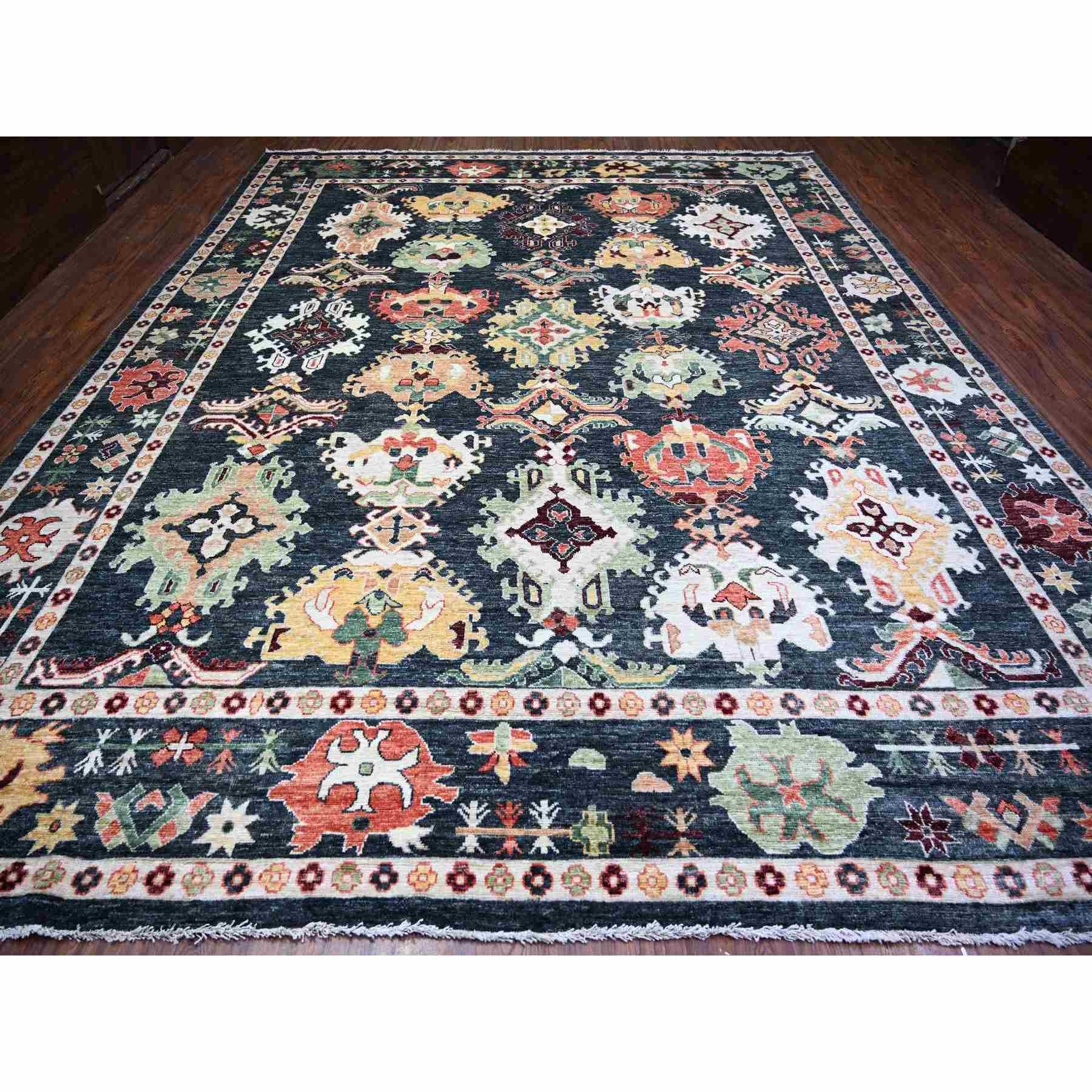 Oushak-And-Peshawar-Hand-Knotted-Rug-372520
