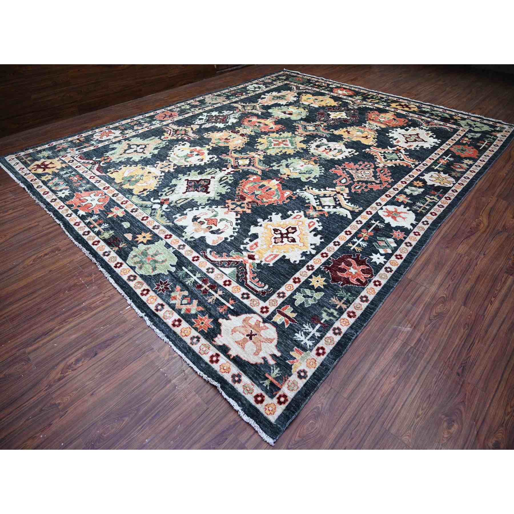 Oushak-And-Peshawar-Hand-Knotted-Rug-372520