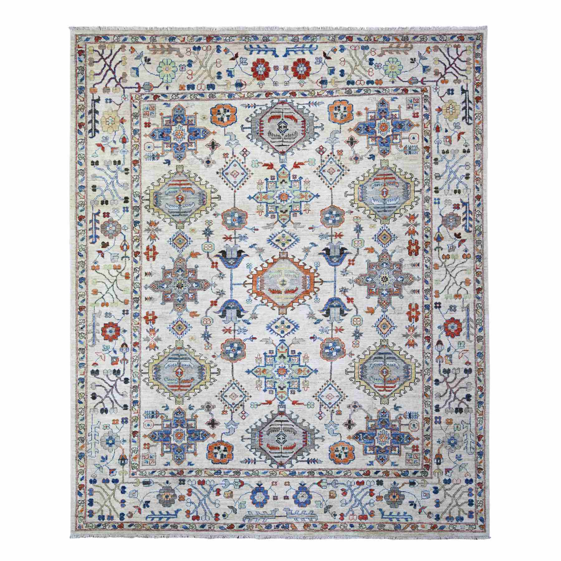 Oushak-And-Peshawar-Hand-Knotted-Rug-373055