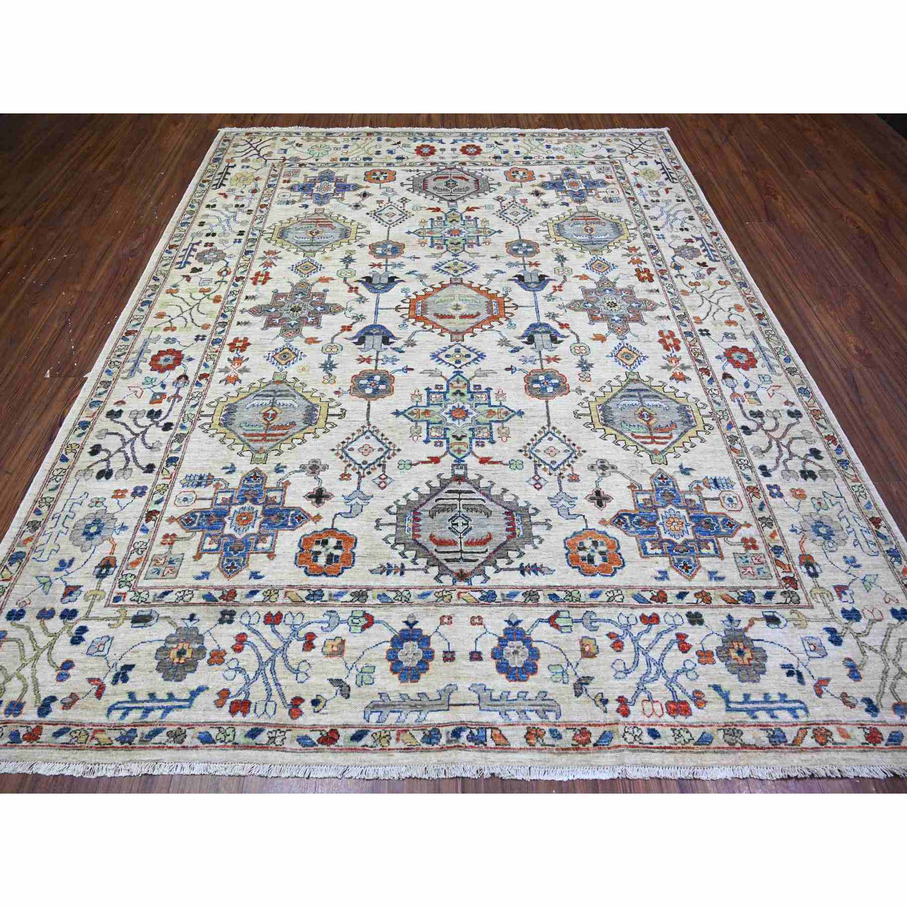 Oushak-And-Peshawar-Hand-Knotted-Rug-373055