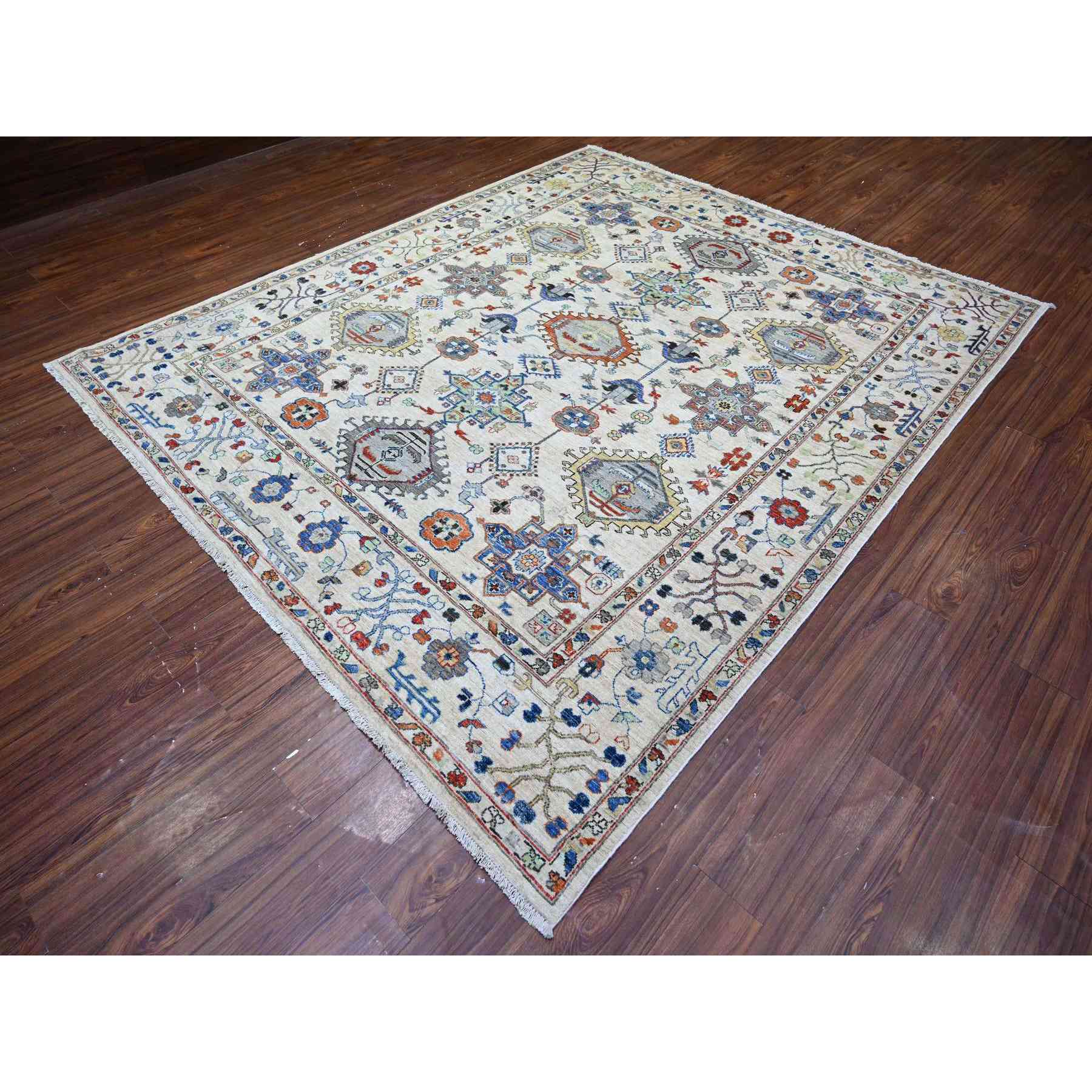 Oushak-And-Peshawar-Hand-Knotted-Rug-373055