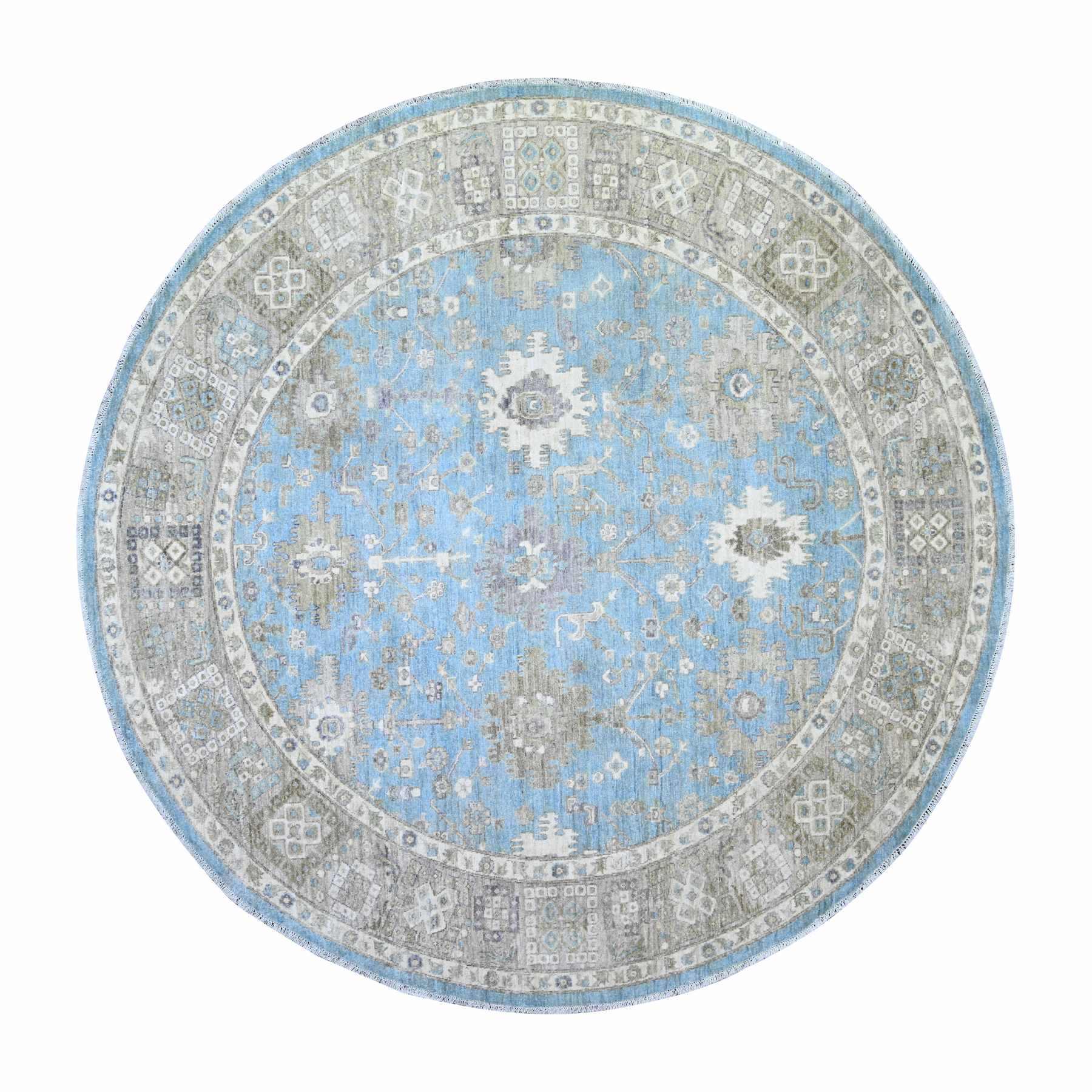 Oushak-And-Peshawar-Hand-Knotted-Rug-373405