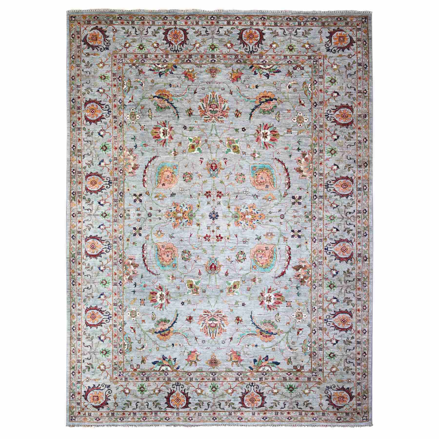 Oushak-And-Peshawar-Hand-Knotted-Rug-373470