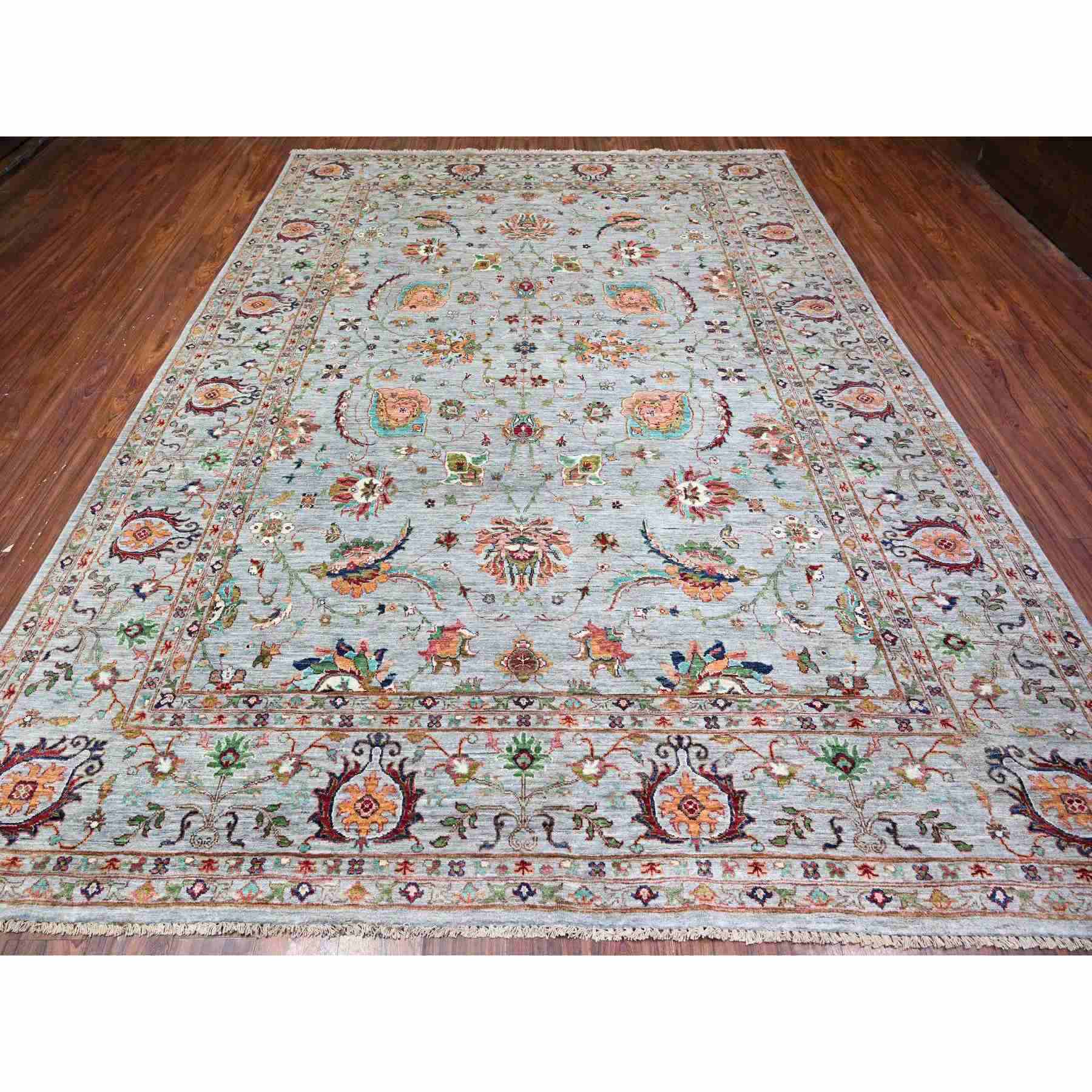 Oushak-And-Peshawar-Hand-Knotted-Rug-373470