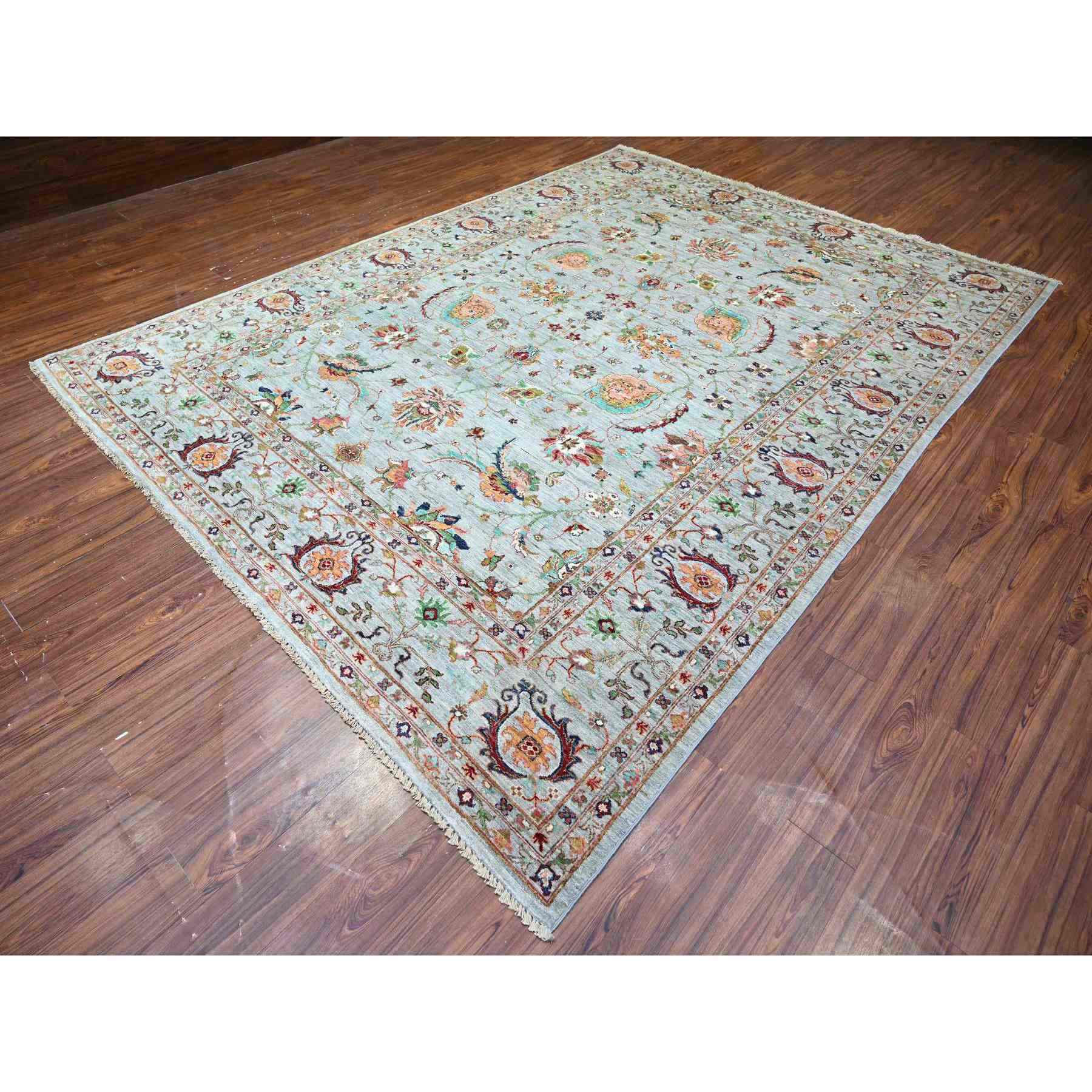 Oushak-And-Peshawar-Hand-Knotted-Rug-373470