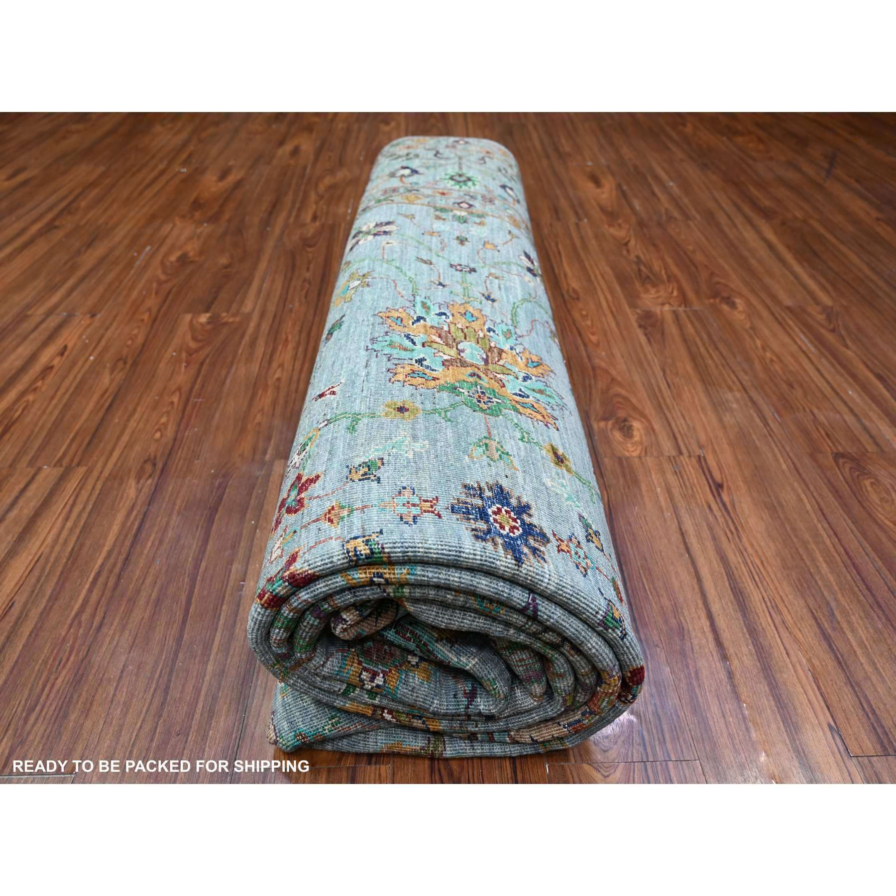 Oushak-And-Peshawar-Hand-Knotted-Rug-373470