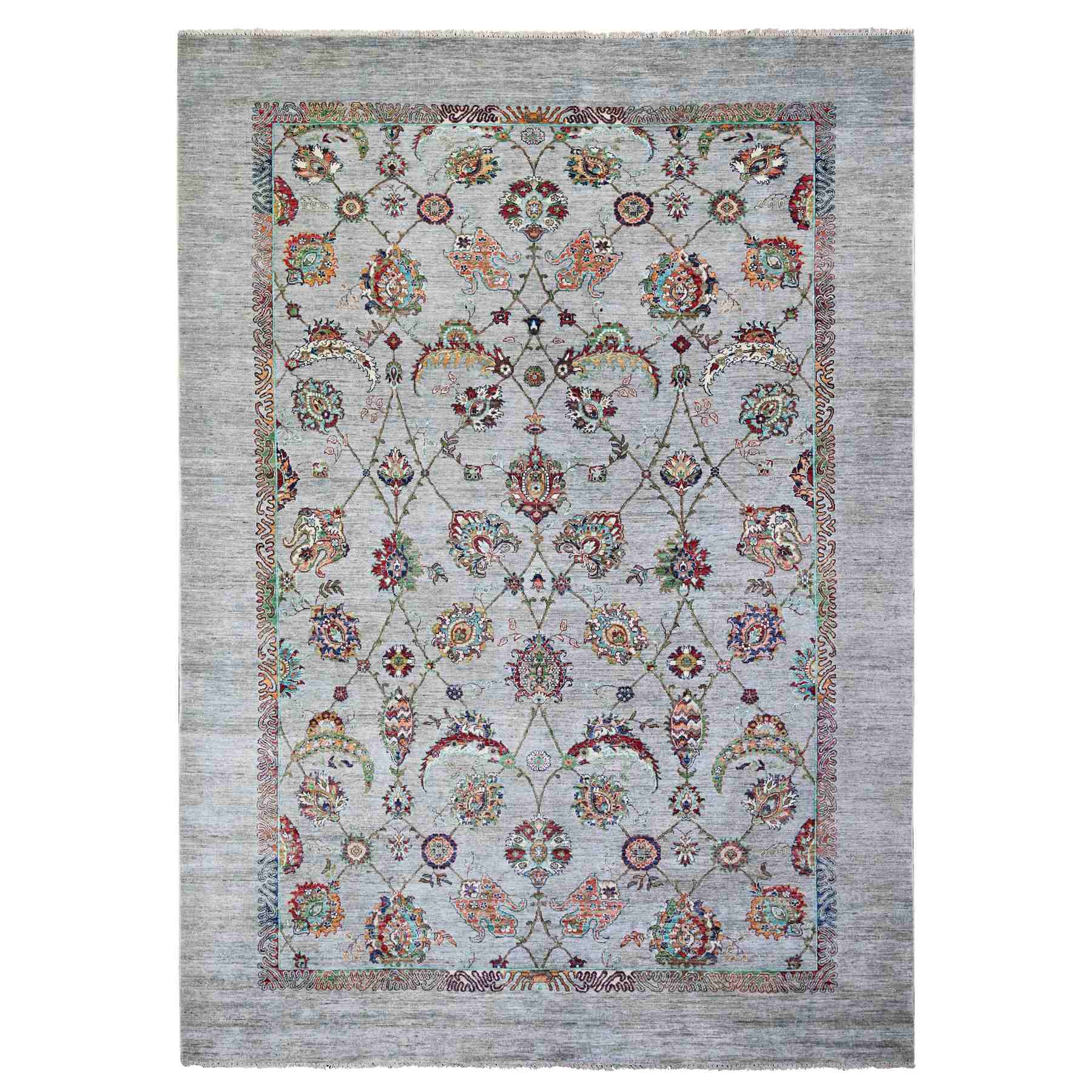 Oushak-And-Peshawar-Hand-Knotted-Rug-373520