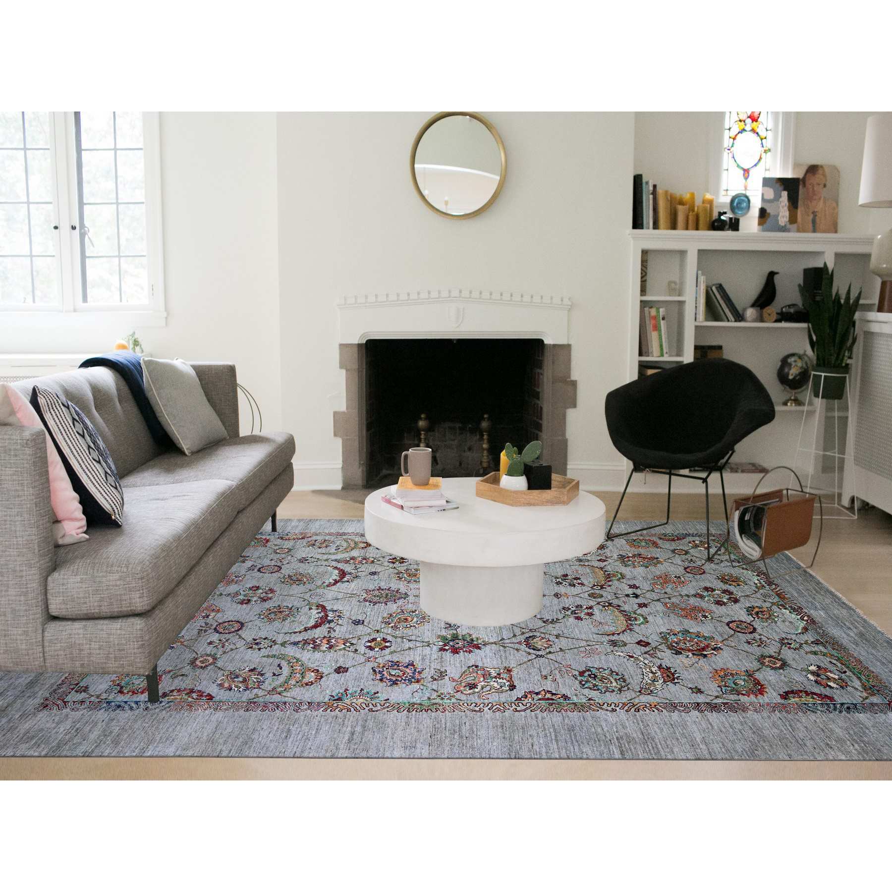 Oushak-And-Peshawar-Hand-Knotted-Rug-373520