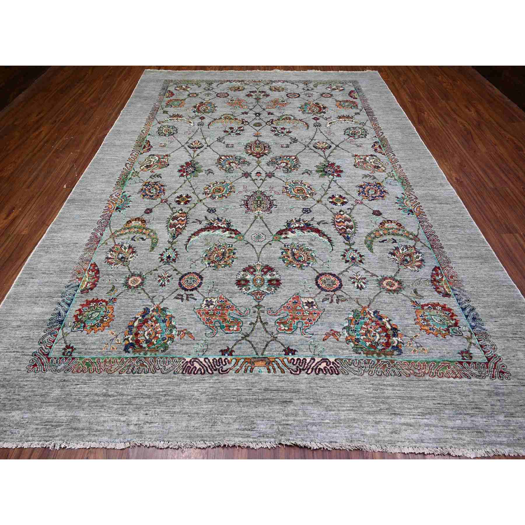 Oushak-And-Peshawar-Hand-Knotted-Rug-373520
