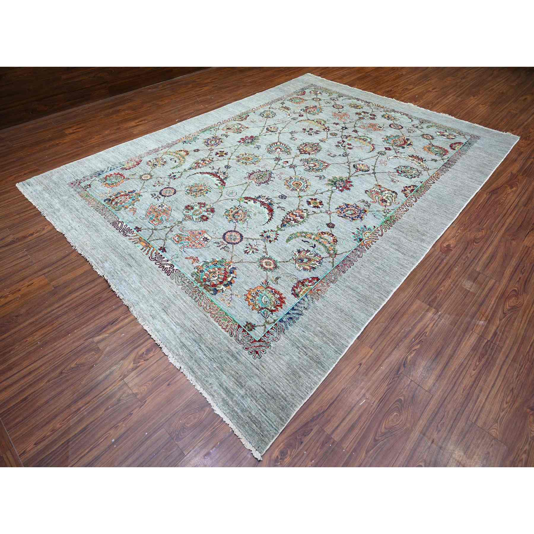 Oushak-And-Peshawar-Hand-Knotted-Rug-373520