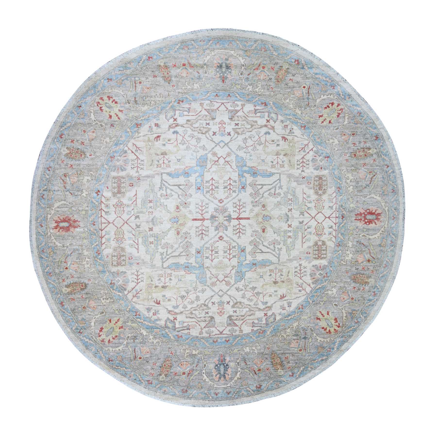 Oushak-And-Peshawar-Hand-Knotted-Rug-374105