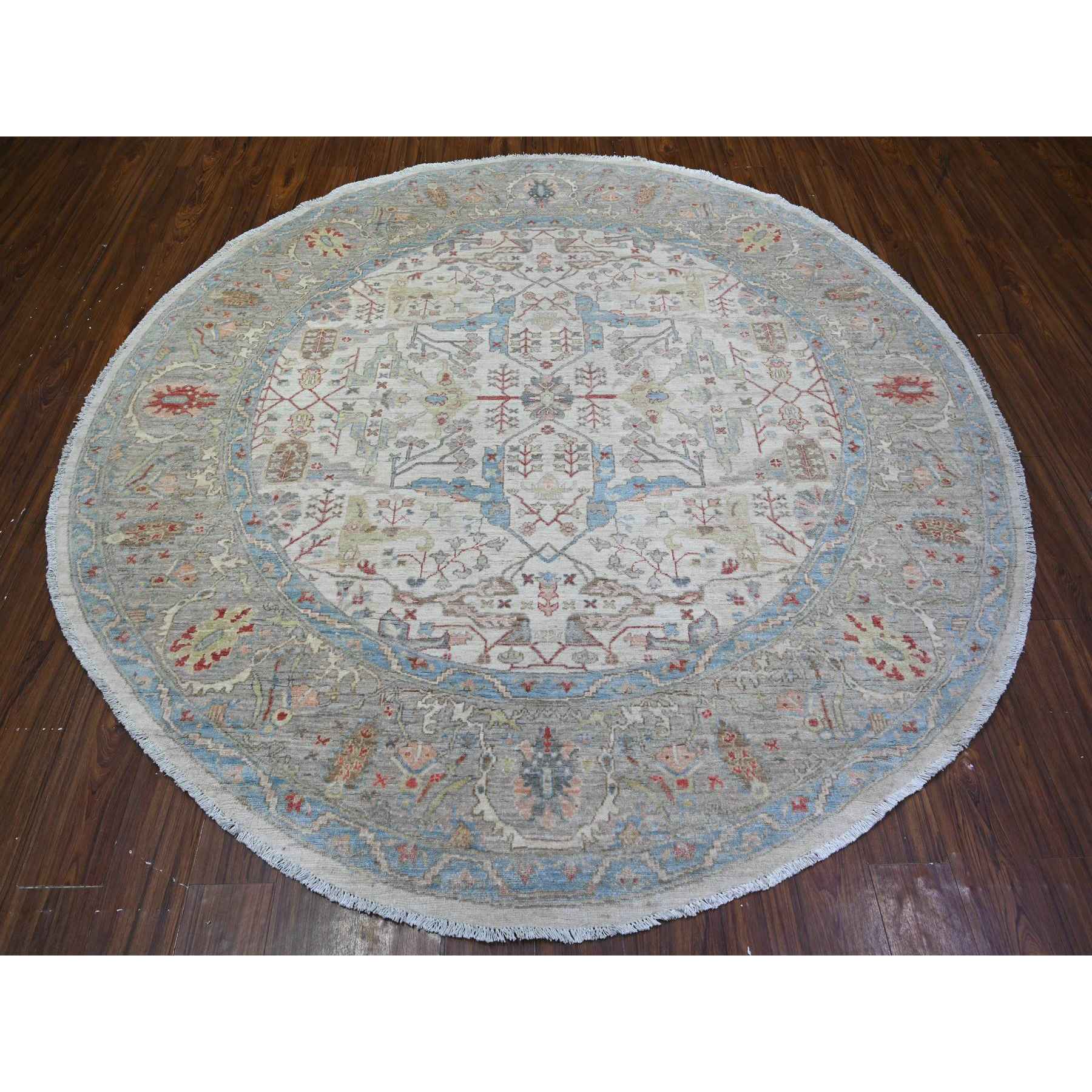 Oushak-And-Peshawar-Hand-Knotted-Rug-374105