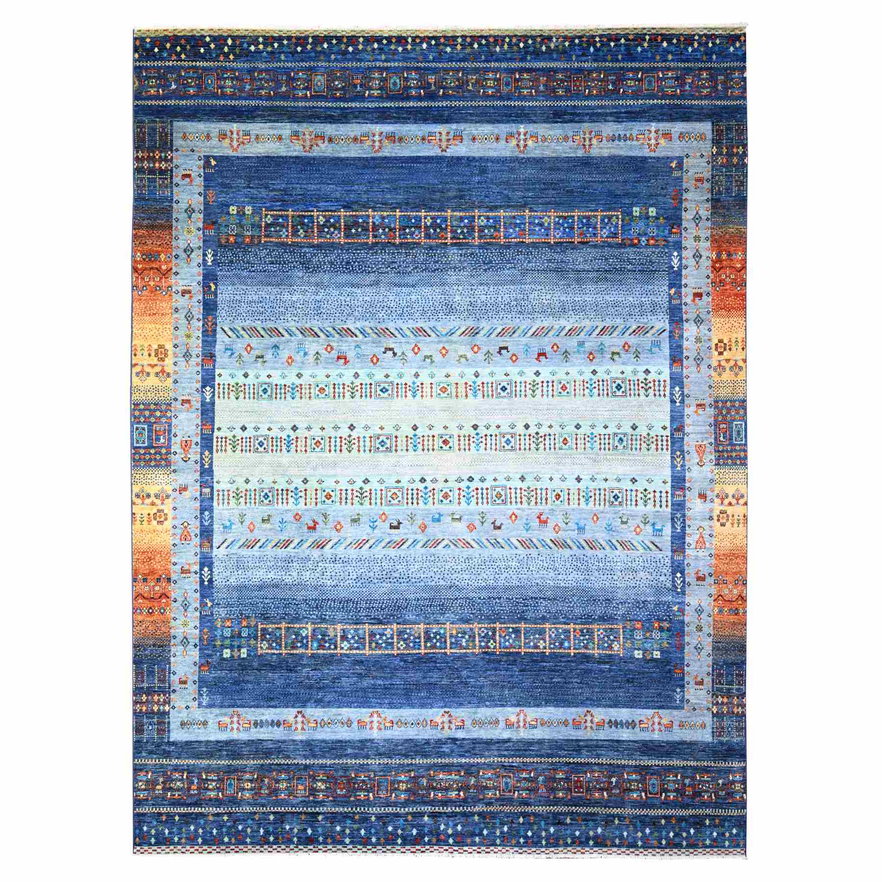 Tribal-Geometric-Hand-Knotted-Rug-373005