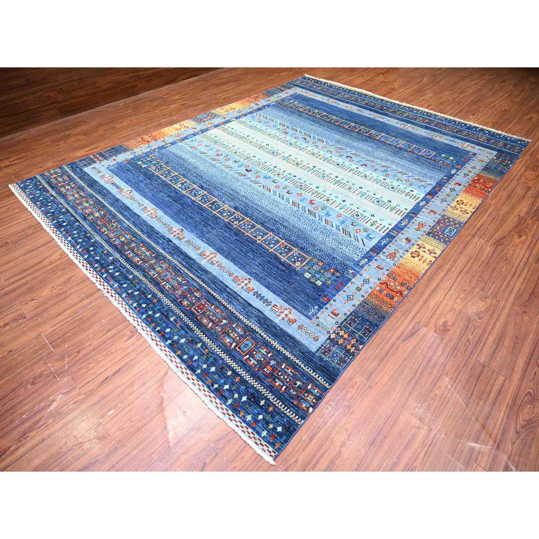 Tribal-Geometric-Hand-Knotted-Rug-373005