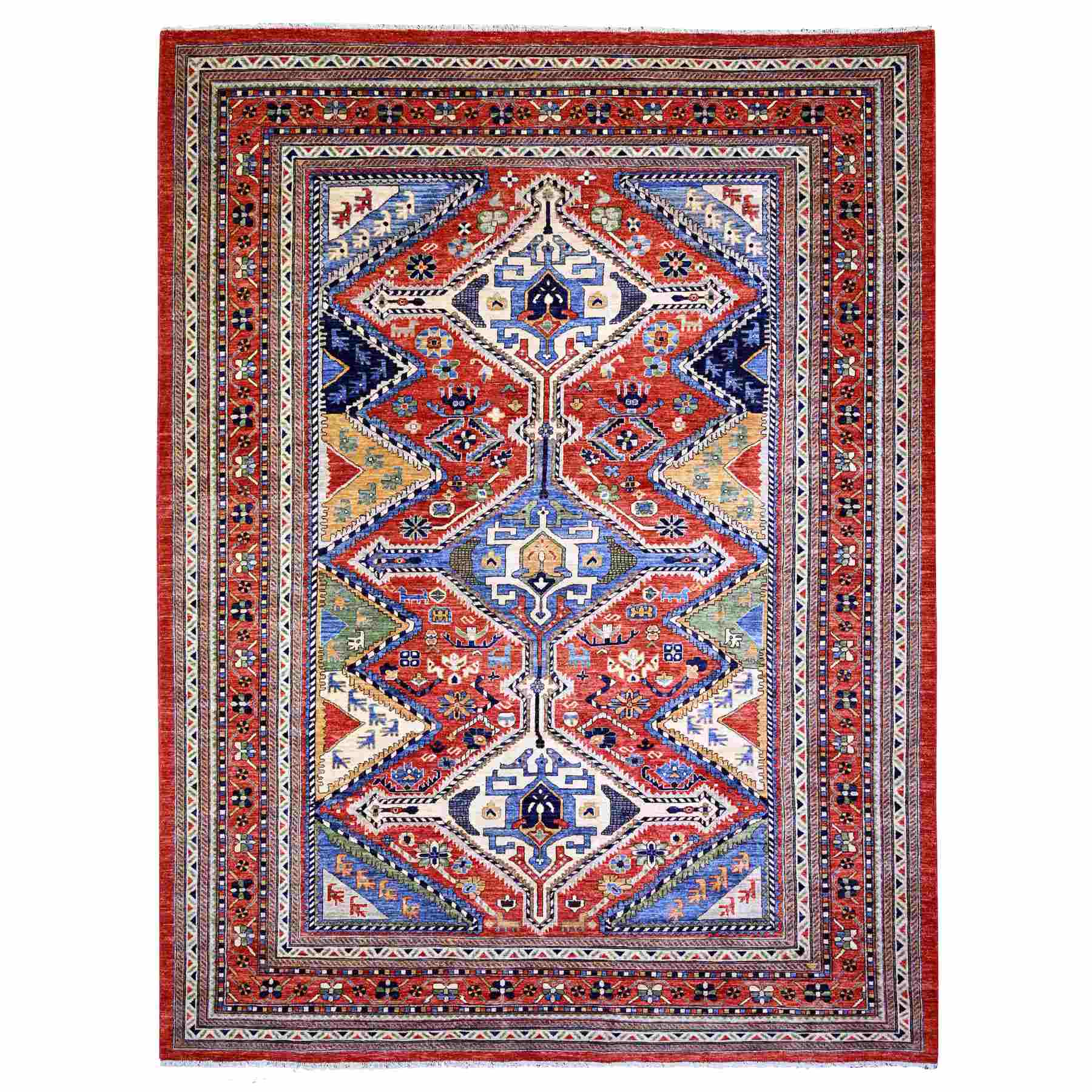 Tribal-Geometric-Hand-Knotted-Rug-373800