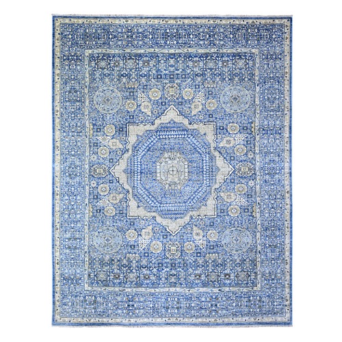 Bayern Blue, Aryana Collection with 14th Century Mamluk Dynasty Pattern, Vegetable Dyes, Extra Soft Wool, Hand Knotted, Oriental Rug