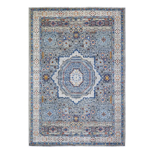 Gentle Gray, Aryana with 14th Century Mamluk Dynasty Pattern, Natural Dyes, Extra Soft Wool, Hand Knotted, Oriental Rug