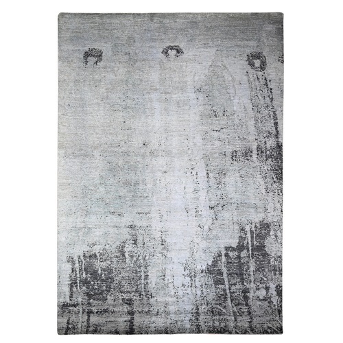 Cloud gray, Tone on Tone, Modern Galaxy  Design, Pure Wool, Hand Knotted, Oriental Rug
