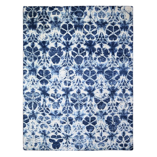 Indigo Blue with Tie Dye Design, High Grade Wool, Hand Knotted, Natural Dyes, Oriental Rug