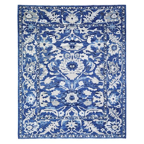 Byzantine Blue, Peshawar With Mahal Design, Organic Wool, Hand Knotted, Oriental Rug
