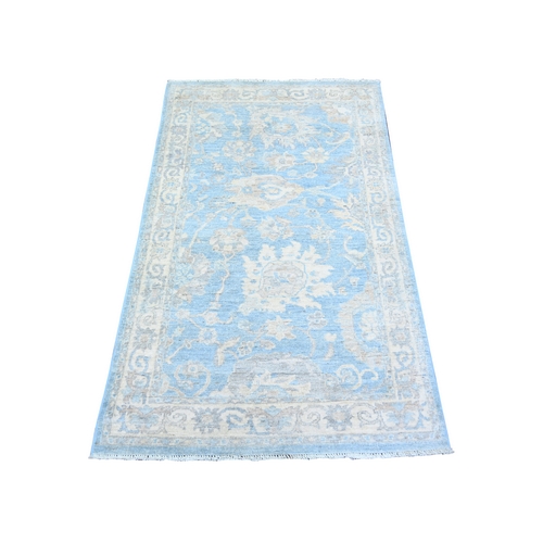 Carolina Blue, Finer Peshawar with Faded Colors, Pure Wool, Hand Knotted, Natural Dyes, Oriental 
