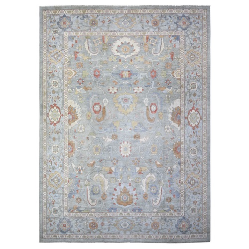 Oxford Gray, Hand Knotted, Peshawar with Sultanabad All Over Design, Pure Wool Oriental Rug