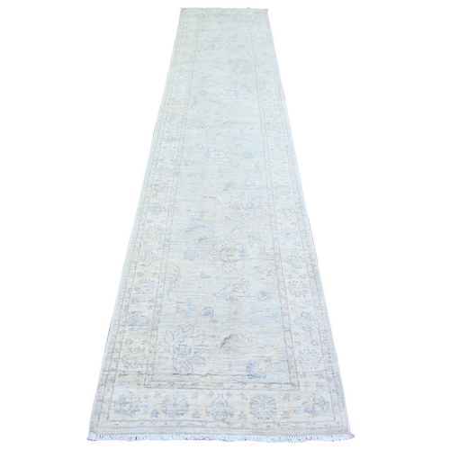 Gray Goose, Washed Out Peshawar with Faded Colors, Vegetable Dyes, Extra Soft Wool, Hand Knotted, Runner Oriental 