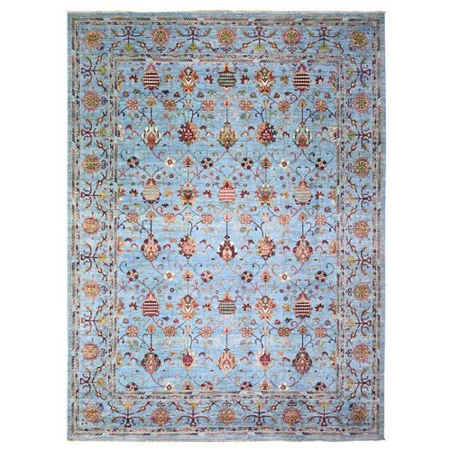 Uranian Blue, Sultani Pomegranate Design, Extra Soft Wool, Vegetable Dyes, Dense Weave, Hand Knotted, Oriental 