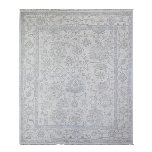 Frost Ivory, Afghan Angora Oushak All Over Design, Natural Dyes, 100% Wool, Hand Knotted, Oriental Rug
