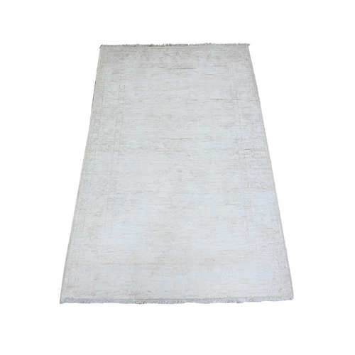 Aircraft White, White Wash Peshawar with Faded Colors, Soft Wool, Hand Knotted, Oriental 