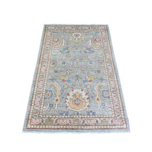 Cloud Gray, Finer Peshawar with All Over Mahal Pattern Natural Dyes, Soft Wool Hand Knotted, Oriental Rug