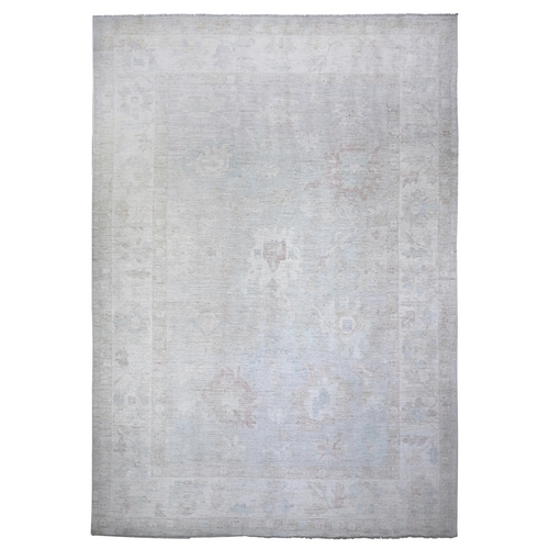 Gainsboro Gray, Hand Knotted, Faded Out, Natural Dyes with Soft Wool, Afghan Angora Oushak Oriental 