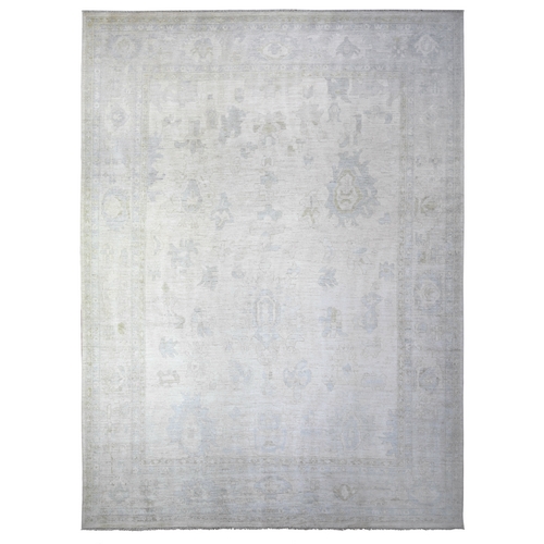 Anti-Flash White, Afghan Angora Oushak with Faded Colors, Natural Dyes, Extra Soft Wool, Hand Knotted, Oversized Oriental Rug
