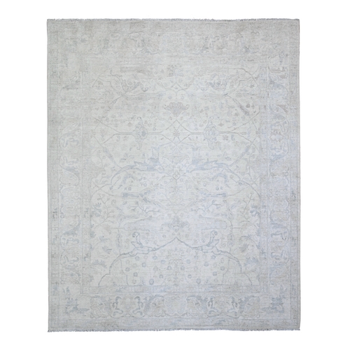 Lexicon Ivory, Vegetable Dyes White Wash Peshawar with All Over Pattern, Pure Wool, Hand Knotted Oriental 