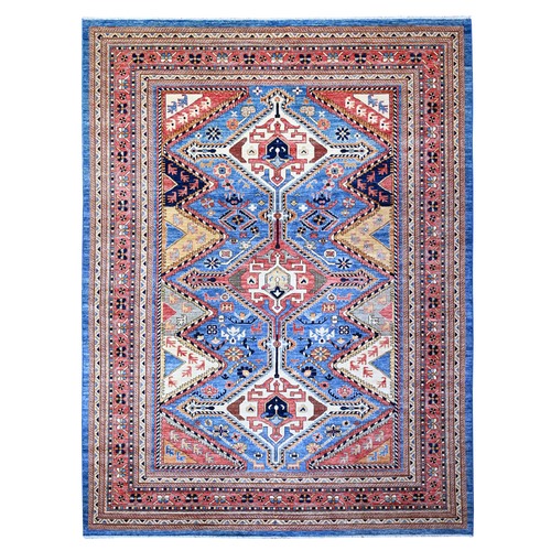 Dell Blue, Ghazni Wool Fine Afghan Vegetable Dyes with Shiraz design, Hand Knotted, Oriental Rug