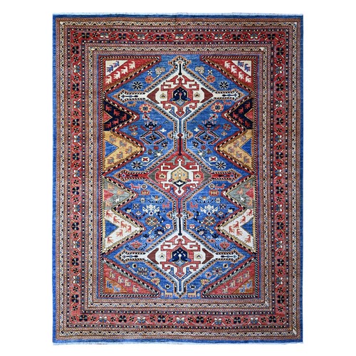 Indigo Blue, Shiraz Design, Fine Afghan Vegetable Dyes, Ghazni Wool, Hand Knotted Oriental Rug