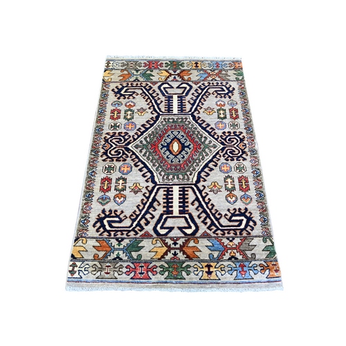 Owl Gray, Natural Dyes, Soft and Shiny Wool, Afghan Ersari with Caucasian Design,  Dense Weave, Oriental Rug 