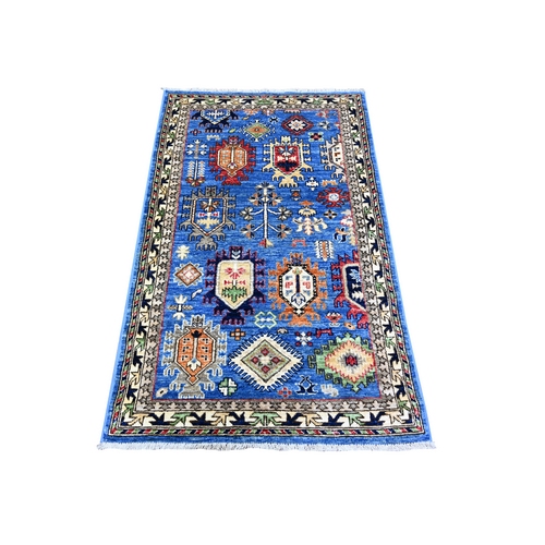 Sapphire Blue, Afghan Ersari with Geometric Gul Motifs, Vegetable Dyes, Densely Woven, Vibrant Wool, Hand Knotted, Oriental 