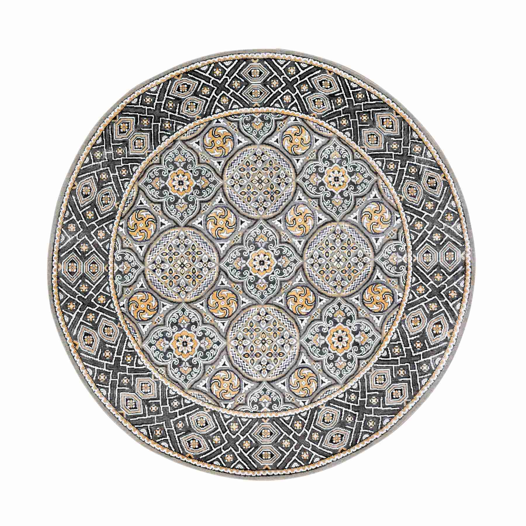Ikat-And-Suzani-Design-Hand-Knotted-Rug-375645
