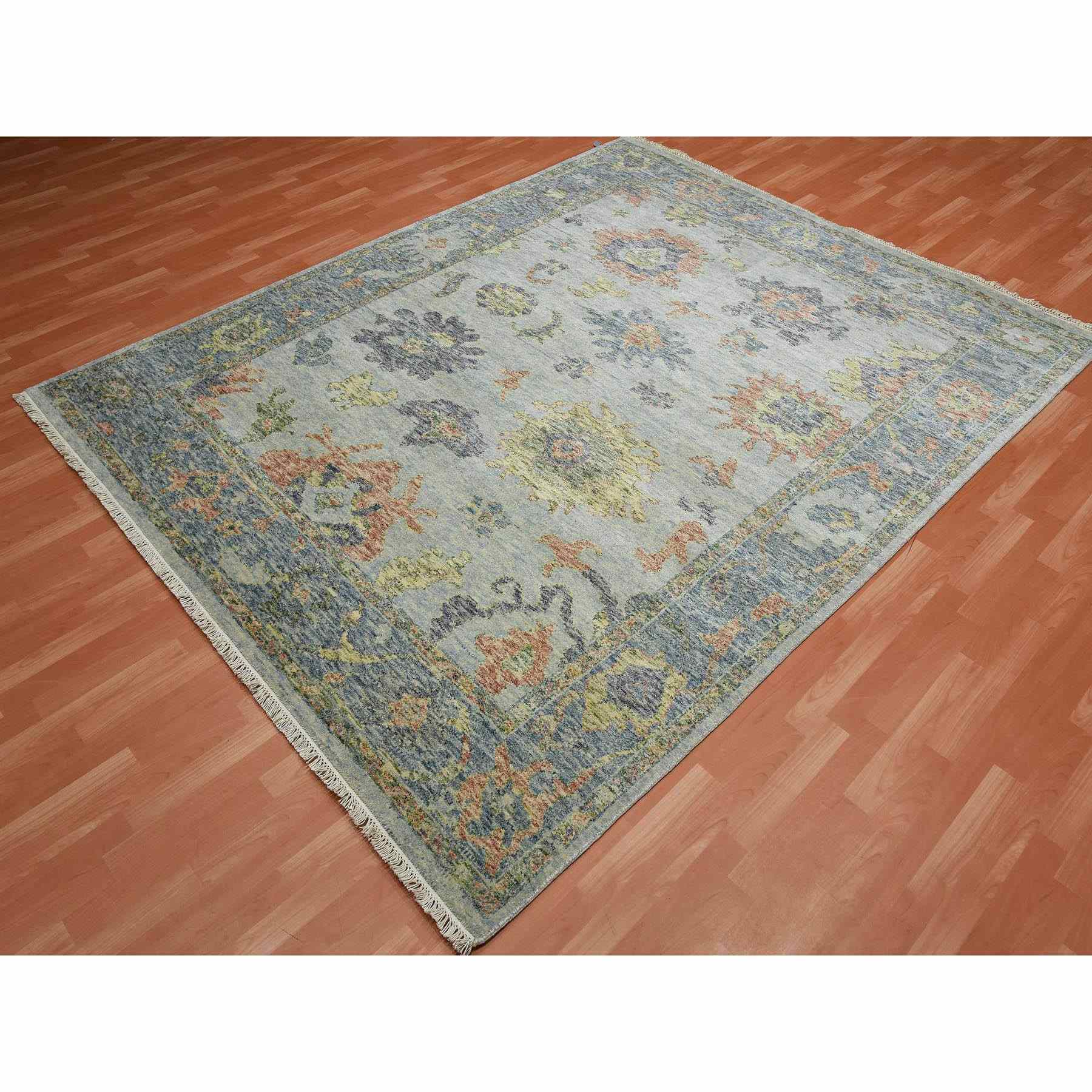 Oushak-And-Peshawar-Hand-Knotted-Rug-375930