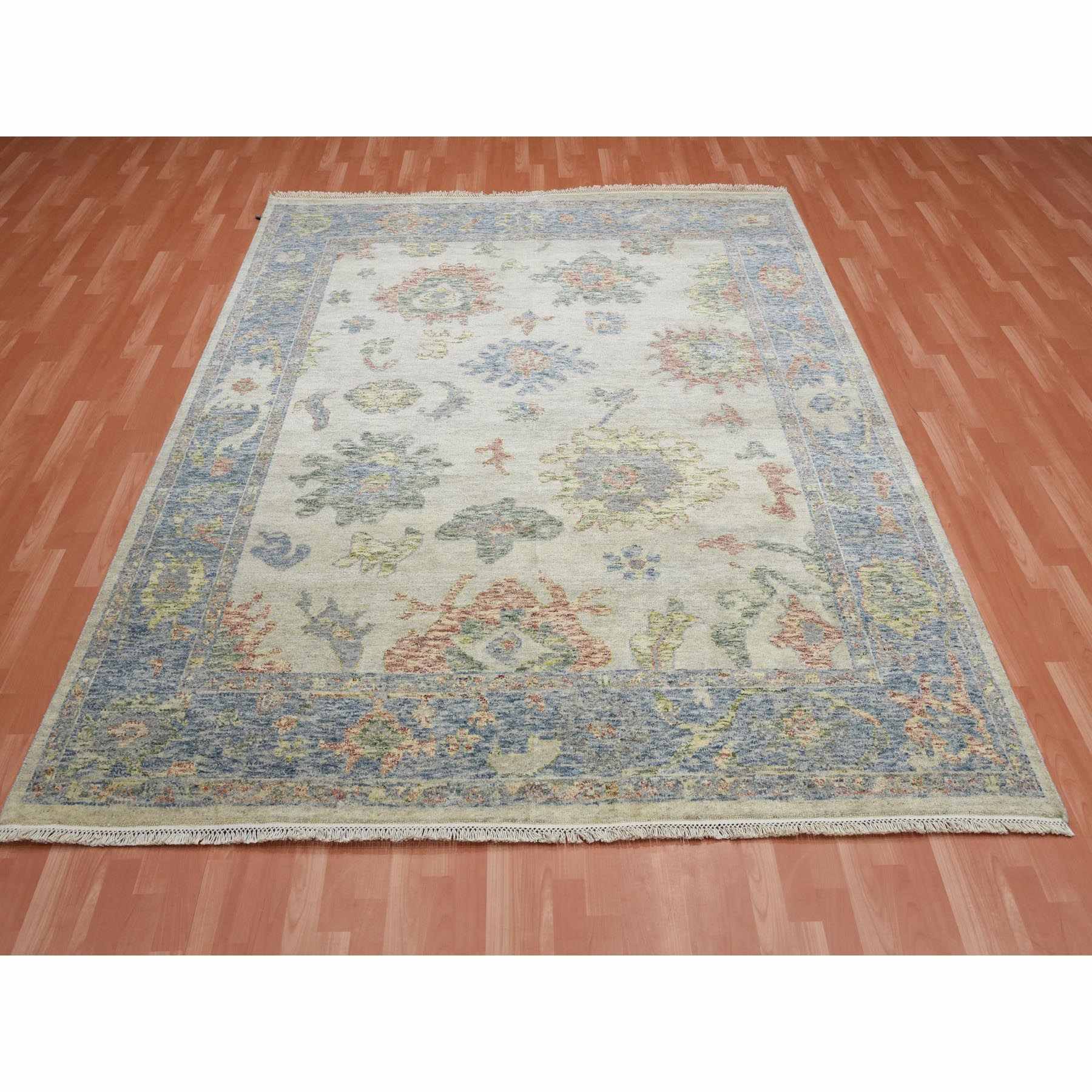 Oushak-And-Peshawar-Hand-Knotted-Rug-375940