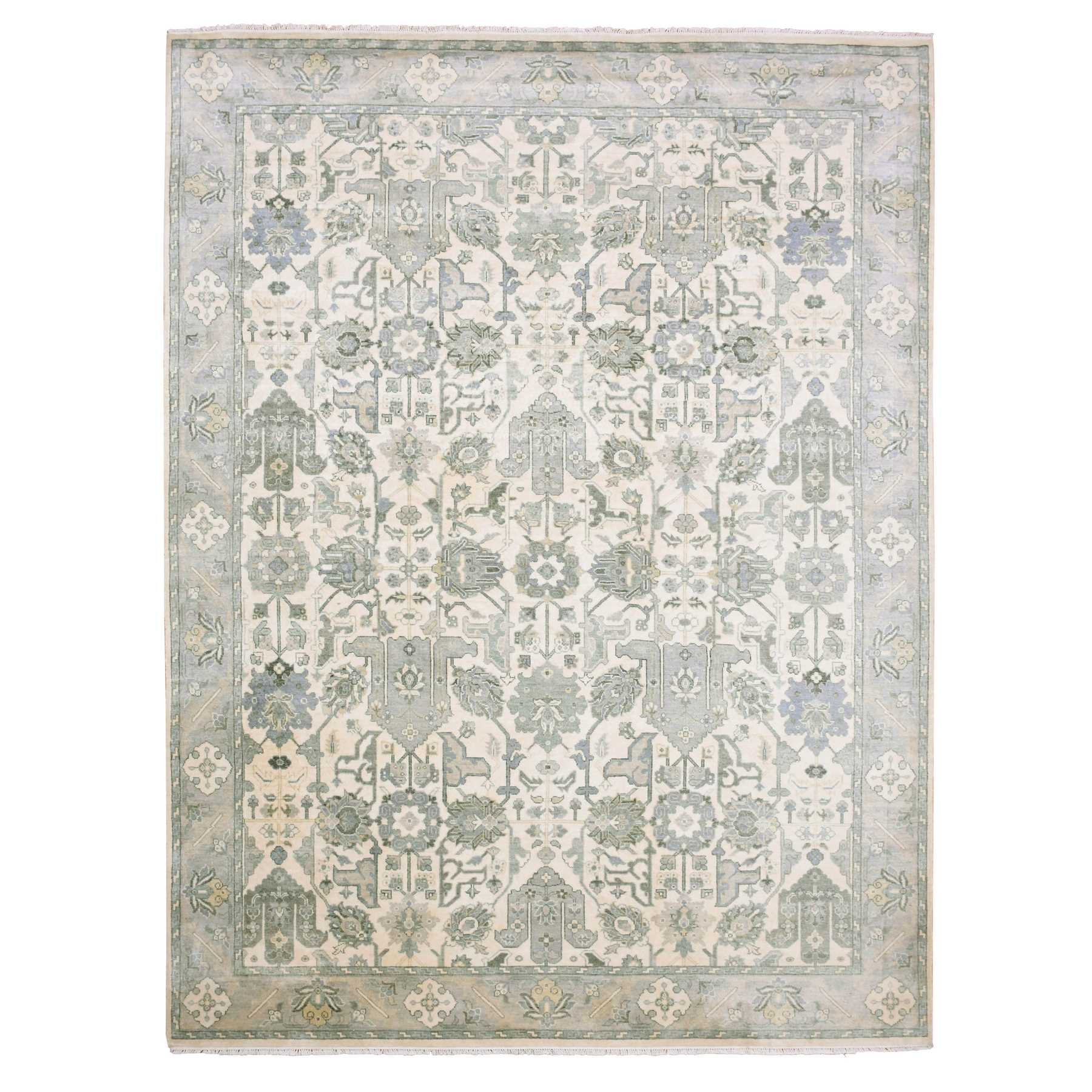 Oushak-And-Peshawar-Hand-Knotted-Rug-375960